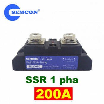 H3200ZD SSR 1 Pha 200A Relay Bán Dẫn Output: 24-680Vac, Input: 4-32Vdc