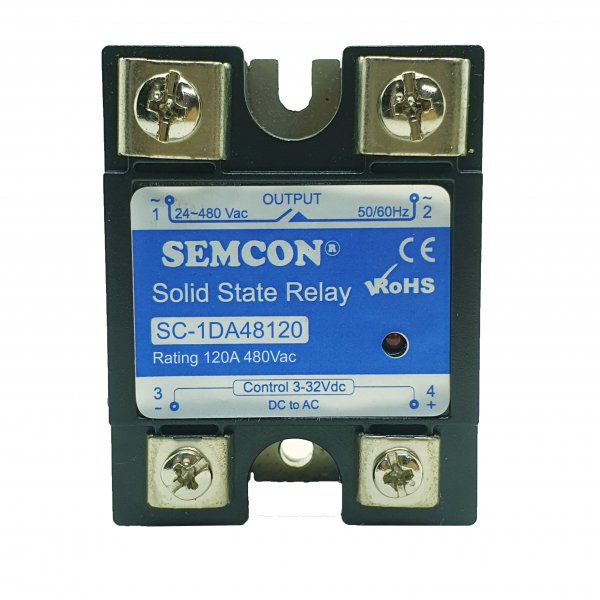 SC-1DA48100 SSR 1 Pha 100A Relay Bán Dẫn Output: 24-280Vac, Input: 3-32Vdc -