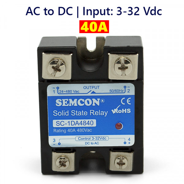 SC-1DA4840 SSR 1 Pha 40A Output: 24-280Vac, Input: 3-32Vdc