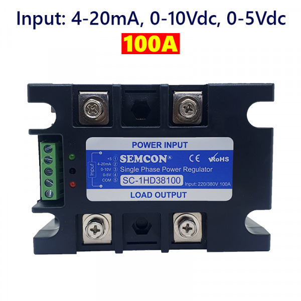 SC-1HD38100 Bộ Điều Khiển Công Suất 1 Pha 100A Output: 380Vac, Input: 4-20mA, 0-10Vdc, 0-5Vdc