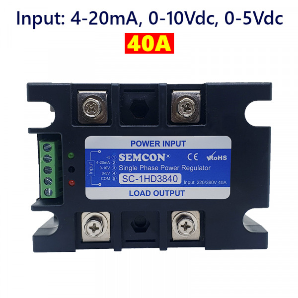 SC-1HD3840 Bộ Điều Khiển Công Suất 1 Pha 40A Output: 380Vac, Input: 4-20mA, 0-10Vdc, 0-5Vdc