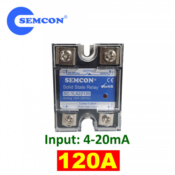 SC-1LA22120 SSR 1 Pha 120A Relay Bán Dẫn Output: 24-280Vac, Input: 4-20mA