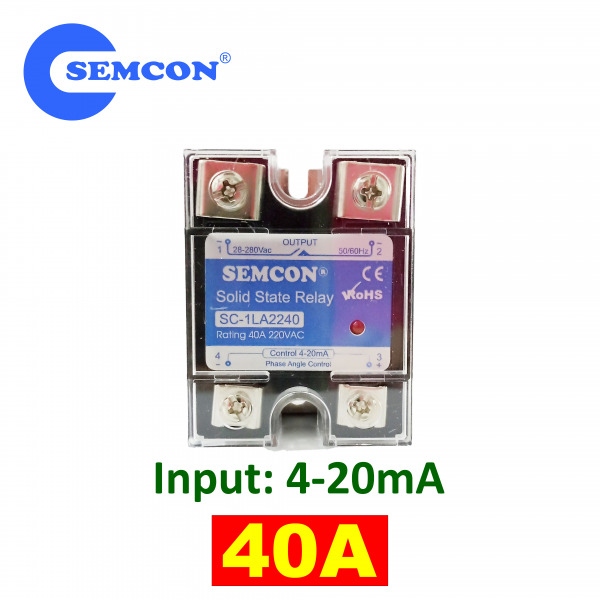 SC-1LA2240 SSR 1 Pha 40A Relay Bán Dẫn Output: 24-280Vac, Input: 4-20mA