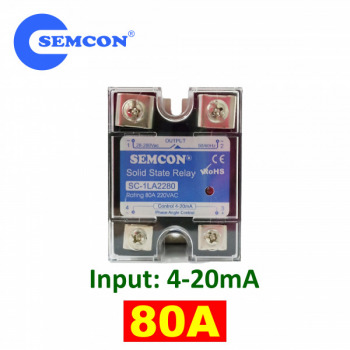 SC-1LA2280 SSR 1 Pha 80A Relay Bán Dẫn Output: 24-280Vac, Input: 4-20mA