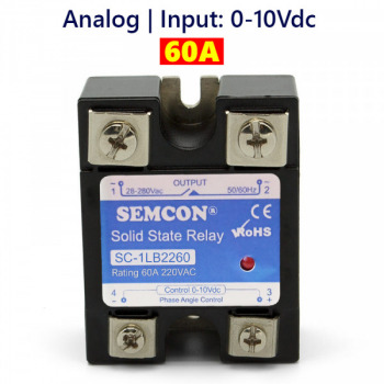 SC-1LB2260 SSR 1 Pha 60A Output: 24-280Vac, Input: 0-10Vdc